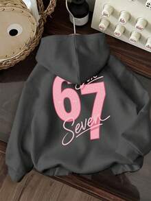 Tween Girl Fun Graphic Print Pullover Sweatshirt, Warm & Comfortable Thermal-Lined Pullover Sweatshirt For Autumn/Winter - Dark Grey - View 3
