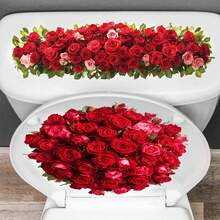 1pc Red Rose Bouquet Waterproof Toilet Sticker, Creative Bathroom Decor Sticker, Enhance Space Atmosphere - Multicolor - View 6