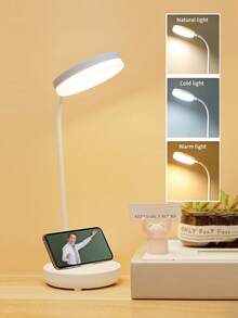 Guanova 1 Peça Luminária de Mesa, Troca de Luz de 3 Cores (Branco / Neutro / Quente), Com Função de Suporte para Telefone, Flexível e Ajustável (USB Plug-In/Recarregável Opcional), Brilho Regulável, Iluminação de Escritório, Luminária de Quarto, Luminária de Mesa, Luminária de Cabeceira, Luminária de Leitura, Luz Noturna Decorativa, Adequado para Escritório, Quarto, Sala de Estar, Leitura e Aprendizado no Escritório, Cozinha, Iluminação de Quarto, Capacidade da Bateria: 800mAh - Iluminação de três tons - Visão 11