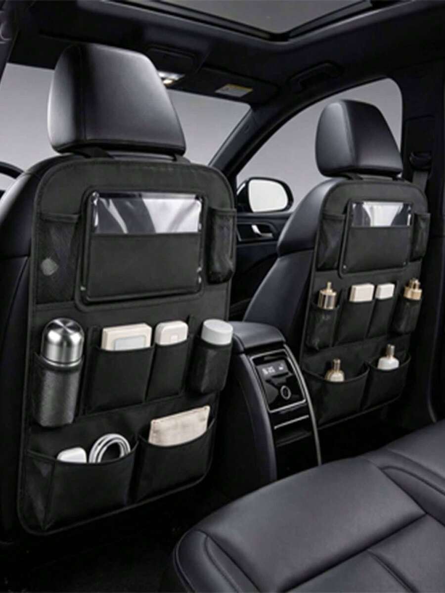 1/2pcs Multi-Functional Car Seat Organizer, Waterproof & Durable Material, With Flat Bottom Support, Suitable For Road Trips And Daily Use, Holiday Gift (Random Style) - Black - View 1