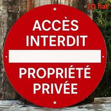 Vintage Style Round French Sign, Marked "Private Property, No Trespassing". This Nostalgic Decor Is Perfect For Living Room, Bedroom, Study, Dining Room, Bar, Cafe And Office, Creating A Unique Atmosphere (Random Hole Positions) - A - View 3