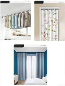 No-Drill Telescopic Rod, Suitable For Hanging Clothes, Bathroom, Shower Curtain, Window Curtain, Also For Bedroom And Balcony - C - View 6