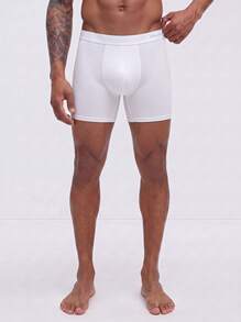 Snug League 1PC Men's Boxer Briefs - Soft Cotton Fabric, Suitable For Gym, Casual Boxer Shorts, Classic Style - White - View 2