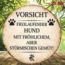 2D Flat Round Sign, Vintage Plaque, "Attention! Dogs At Home Are Casual But Enthusiastic" Decorative Sign, Suitable For Garage, Bar, Cafe Decor Or Gift (Random Hole Position) - A - View 4