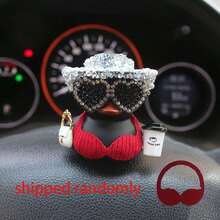 1 Set de decoración de pato blanco con sombrero brillante, accesorio esencial de estilo casual para vacaciones, hecho de material de PVC, adecuado para motocicleta y bicicleta, regalo para vacaciones - Pato decorativo - Ver 12