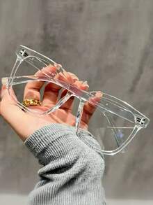 1pc/3pcs Unisex Fashion Glasses, Square Frame, Suitable For Matching Outfits, Style, Transparent Black Frame, Facial Decoration Design - Multicolor - View 13