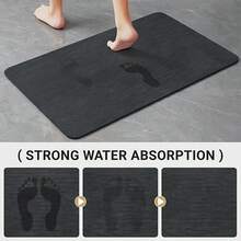 Classic Elegant Lotus Diatom Mud Bath Mat Quick Absorbent Soft Rug Zen Spa Bathroom Interior Decor Mat - Black - View 3