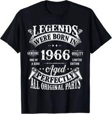 Vintage Legend Born In 1966 59th Birthday Tee 59 Years Old T-Shirt Custom Printed Graphic T Shirts Mens Clothing Ropa Hombre - Black - View 1