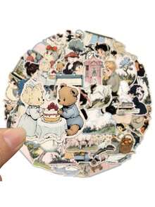 50pcs Cartoon Style Stickers For Diary, Scrapbook, Phone Case, Laptop, Water Cup Decoration - Multicolor - View 3