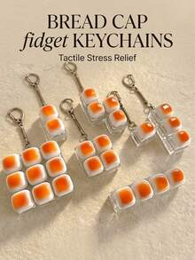 Caramel Bread Shaped Keychain, Mechanical Keyboard Switch Tester, Keychain, Desktop Decoration, Mobile Phone Charm, Creative And Interesting Office Decoration, Unique Gift Selection - Multicolor - View 1