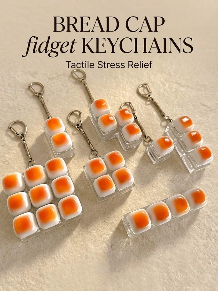 Caramel Bread Shaped Keychain, Mechanical Keyboard Switch Tester, Keychain, Desktop Decoration, Mobile Phone Charm, Creative And Interesting Office Decoration, Unique Gift Selection - Multicolor - View 1