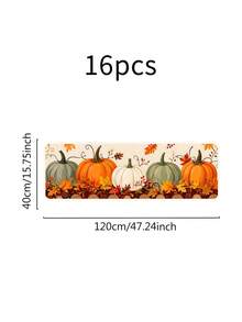 1/16Pcs Hello Fall Theme Doormat, Thanksgiving Door Mat, Printed With Pumpkin And Maple Leaf Patterns, Autumn Harvest Festival Decoration Mat, Welcome Kitchen Rug, Dirt-Resistant Floor Mat, Autumn Party Decor - Multicolor - View 10
