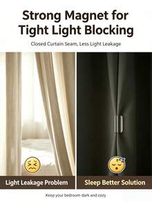 Curtains Always Leak Light And Cannot Be Fully Closed, Causing Poor Sleep? This Small Device Can Help You Solve This Problem. No Complicated Steps, Just A Simple Press, And You Can Improve Your Sleep Quality. - Magnetic Curtain Blackout Clips - View 4