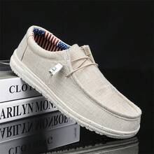Plus Size Men's Solid Color Retro Breathable Loafers, Comfortable Non-Slip Casual Durable Walking Shoes, Middle-Aged Men's Shoes - White - View 1