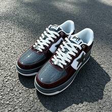 A BATHING APE 1雙中性休閒運動鞋 BAPE STA 閃電星星 Logo 耐穿低筒滑板鞋 - 鏡面酒紅 - 查看 1