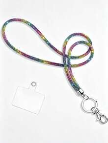 1 Pack Rhinestone Neck Badge Lanyard, ID And Key Strap Rhinestone Office Lanyard, 31.5 Inch (Approx. 80 Cm) Shiny Neck Strap With Metal Buckle And Key Ring, Crystal Lanyard, ID, Key Strap (White) - A - View 13