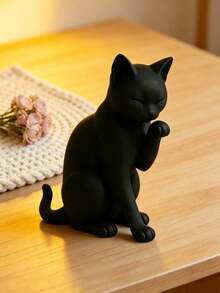 1pc Modern Black Cat Statue - 3D Printed Plastic Figurine, Suitable For/Decor, Minimalist Window Sill And Desktop Decoration, Room, Shelf Collectible Architectural Decor - Black Cat Sculpture Decorative Gift - Multicolor - View 3