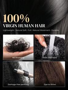 ARABELLA All In 1 3D Lace Half Wig Yaki Straight With Drawstring 100% Human Hair Various Styles Glueless Wig Pre Cut Transparent Lace Natural Hairline Pre Bleached Knots Human Hair For Women Beginner Friendly - SNatural - View 5