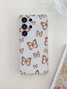 1pc Shockproof Full Coverage TPU Material, Transparent Perforated Phone Case, Pink Butterfly Pattern Full Print, UV Printing Process, Compatible With Android, Nothing, Pixel, Series Phone Protective Case, Holiday Gift, Daily Commute, Daily Anti-Drop Highly Attractive Style - Multicolor - View 4