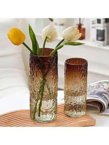 Premium Glacier Vase Transparent Glass Flower Holder For Roses And Fresh Flowers, Home Living Room Dining Table, 1pc - Vase - View 3