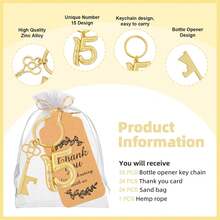 25pcs 15th Key Bottle Opener Keychain Bulk 15th Birthday Party Favors, 15th Beer Key Chain Ring Bottle Opener Wedding Anniversary Gifts For Guests Decor Or Souvenirs - A - View 2