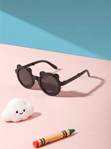 1 PC Boys Girls 3-8Y, Foldable Bear Ear Round Frame, PC Material, Cute Cartoon Style Kids Glasses, Summer Daily Travel Party With Glasses Box - Multicolor - View 8