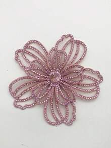 1pc Multicolor Rhinestone Mesh Flower Applique, Sewable Crystal Lace Floral Patch, Suitable For Wedding Dress, Evening Gown, DIY Clothing, Hat, Shoes Decoration - Purple - View 10