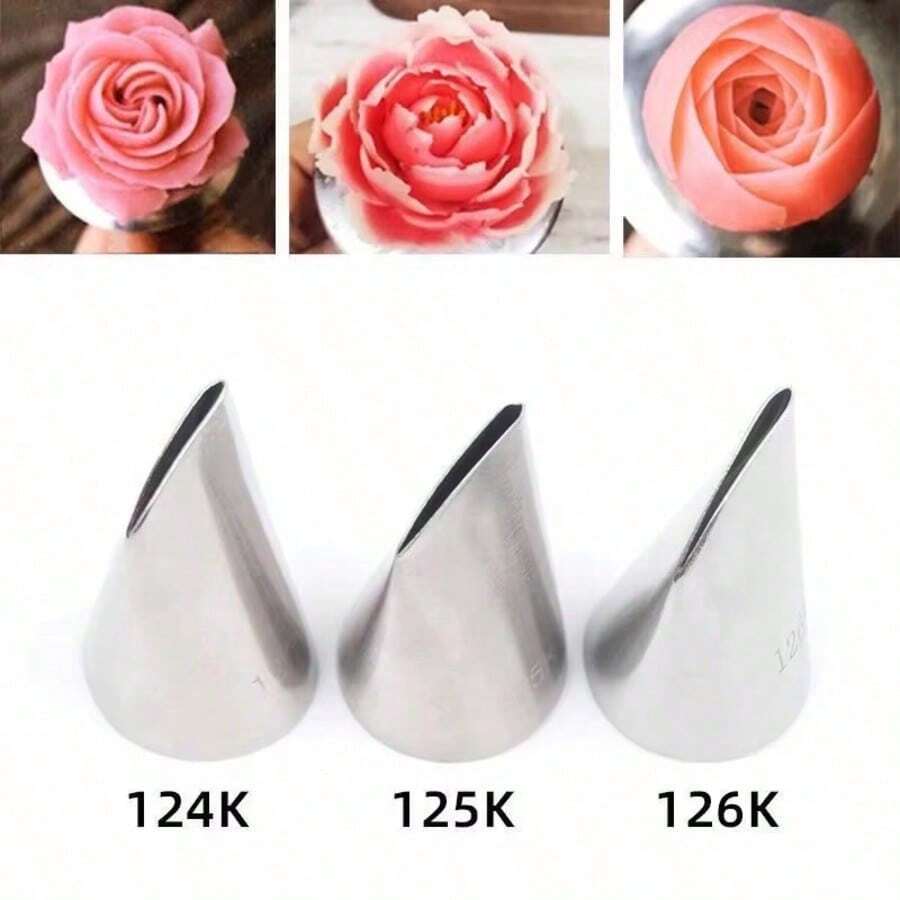 124K 125K 126K 玫瑰花瓣裱花嘴 翻糖蛋糕裝飾噴嘴 甜點糖霜裱花嘴 烘焙工具 - 彩色 - 查看 1