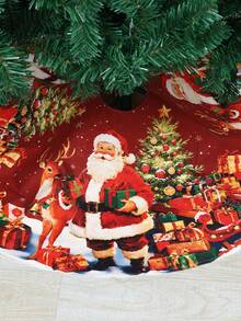 Alas Pohon Natal Diameter 60/90cm, Motif Santa, Rusa Kutub, Manusia Salju, Kotak Hadiah, Alas Pohon Bulat untuk Acara Baby Shower, Pesta Natal, Liburan, Dekorasi Lantai Rumah - Merah - View 11