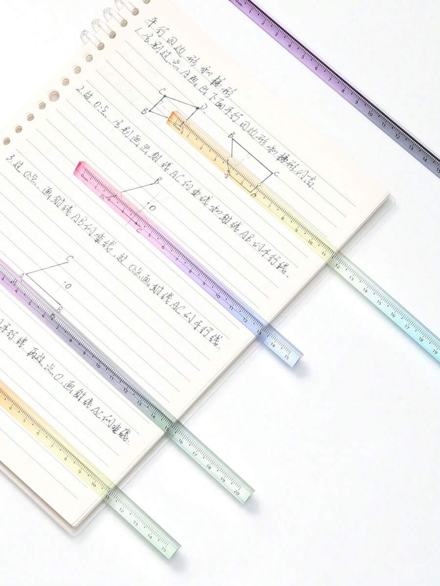 1pc/4pcs Gradient Transparent Acrylic Triangle Ruler, 15cm Colorful Straight Ruler, Suitable For School Drawing, Learning, Office, Back To School, Painting - Multicolor - View 1