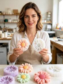 6pcs/Set Daisy Decorative Mold, DIY Scented , DIY Craft Plaster Decorative Mold, Handmade Soap, Diffuser Stone Silicone Mold - A - View 1