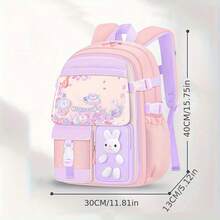 New Cute Lightweight Large Capacity Backpack For Boys And Girls Elementary Students, Simple Fashion Pink Multi-Pocket School Bag - Quicksand - View 15