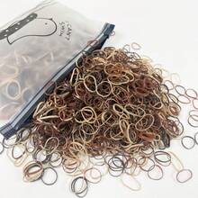 1000pcs High Elasticity Small Rubber Hair Ties, No Damage Hair Bands For Women, Cute Hair Clips, Towel Rings, Leather Trim Style - Multicolor - View 14