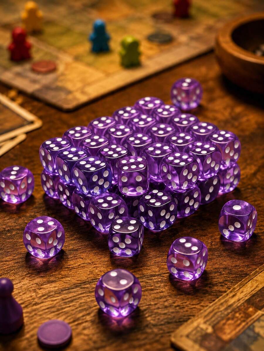 36/18pcs Mini Six-Sided Dice, Translucent Colored D6 Game Dice Set, Suitable For Board Games And Dice Games, Perfect For Halloween, Christmas And Party Games (Purple) - Purple - View 1