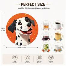 4/8pcs 5-Inch Dog Pattern Coasters, Pet Theme Round Table Mats, Cartoon Animal Print Cup Pads, Coffee Tea Cup Coasters, Home Restaurant Tabletop Decor - Multicolor - View 4