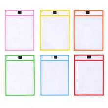 Bolsa transparente para dibujos borrables, juego de 13 piezas que incluye 6 bolsas de archivo A4, 6 marcadores para pizarra blanca, 1 borrador para pizarra blanca, bolsa de almacenamiento co - Multicolor - Ver 1
