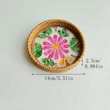 Handmade Woven Rattan Decorative Plate, Diameter 5.51 Inches, Height 0.984 Inches, Colorful Shell Decorative Plate, Home Rattan Decorative Plate - Multicolor - View 16
