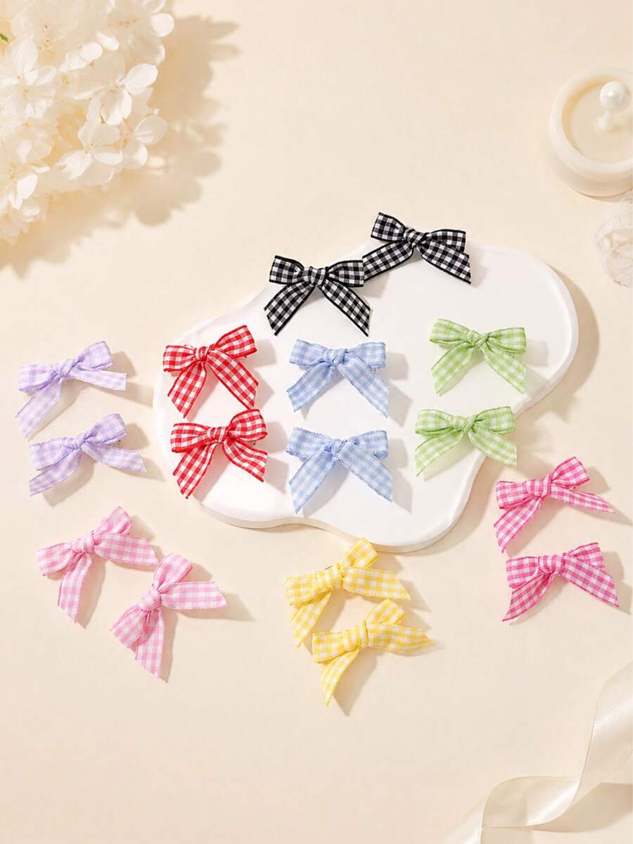 16pcs Girls Cute Multi-Color Sweet Bow Hair Clips, Suitable For Daily School Wear - Multicolor - View 1