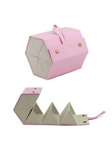 6 Slots Foldable Glasses Storage Box, Fashion Glasses Organizer Box, PU Leather Foldable Woman Eyeglass Case Eyeglass Organizer Storage, Multiple Sunglass Holder - Pink - View 6
