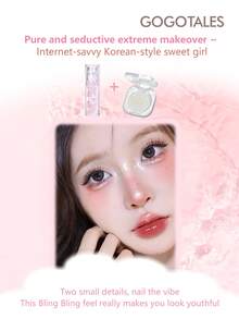 GOGO TALES Stars Twinkling Lip Gloss & Highlighter Makeup Gift Set, 3-Color Lip Gloss & Highlighter Combination, Iridescent Shimmer, Brightening Highlighter & Mirror Water Gloss Lip Gloss, Compact & Portable, Suitable For Students GOGOTALES - G01# Star Fairy - View 5