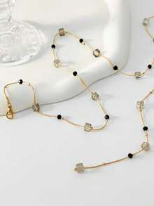 Bohemian Style Square Artificial Crystal Pearl Waist Chain, Sexy Metal Thin Chain Fringed Body Chain - Waist Chain - View 3