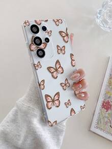 1pc Shockproof Full Coverage TPU Material, Transparent Perforated Phone Case, Pink Butterfly Pattern Full Print, UV Printing Process, Compatible With Android, Nothing, Pixel, Series Phone Protective Case, Holiday Gift, Daily Commute, Daily Anti-Drop Highly Attractive Style - Multicolor - View 5