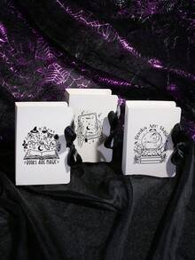 5pcs Halloween Book Shaped Gift Boxes With Ribbon, Magic Book Print Paper Favor Boxes, Mini Book Style Gift Packaging For Halloween Party Favors, Jewelry, Small Gifts, Classroom Exchange, Haunted House Decorations, Easy To Assemble - 12.5X9X4cm - View 4