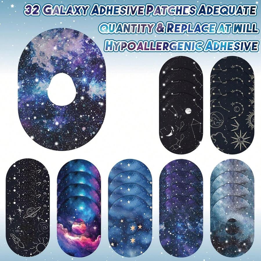 1 Set - 4/8pcs Self-Adhesive Tape Stickers, Waterproof & Sweat-Resistant, Pre-Cut Flexible, Breathable & Durable, Easy To Carry, Suitable For Sports And Daily Use, Fun Constellation, Starry Sky And Other Unique Patterns - Starry Sky Series - View 1