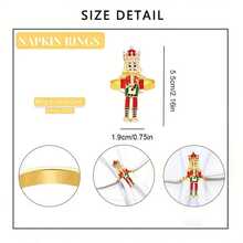 8/12pcs/Christmas Nutcracker Napkin Rings, Red Soldier Napkin Buckles, Table Decor, Can Be Used For Napkin Decoration And Storage, Holiday Party Tabletop Decoration, Christmas, New Year Decoration - Red and White - View 6