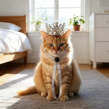 Funny Pet Headwear, King And Queen Crown Style Headpiece, Adjustable Headband, Suitable For Cats And Dogs - Multicolor - View 4
