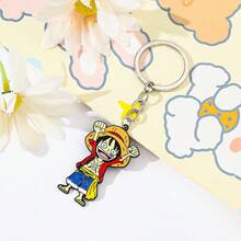 One Piece Monkey D Luffy Metal Enamel Keychain Raised Hands Luffy Anime Figure Key Ring Backpack Pendant Cosplay Gift For Fans - Multicolor - View 2
