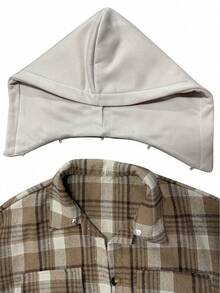 Women's Plaid Hooded Lightweight Shirt Jacket, Spring/Autumn - Multicolor - View 5