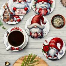 Merry Christmas Gnome Design Wooden Non-Slip Coaster, Home Kitchen Decor Accessory, Outdoor Garden Supplies, Suitable For Various Holiday Parties, Wedding Accessories, Thanksgiving, Back To School Season Decorative Gift - Wooden Coaster-2294 - View 8