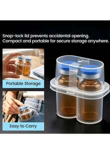 3ml Plastic Storage Box, Ultra-Mini Peptide Travel Organizer, Refrigerator - Each Storage Box Has 2 Compartments, Pocket Size, Can Hold 3ml Medicine Bottles, Convenient To Carry, Store Insulin And Peptide Medications Anytime Anywhere (Inner Bottles Not Included) - one-size - View 7